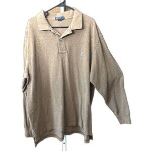 Polo Ralph Lauren Mens Polo Shirt Brown 2XB Cotton 2 Button Long Sleeve Pony